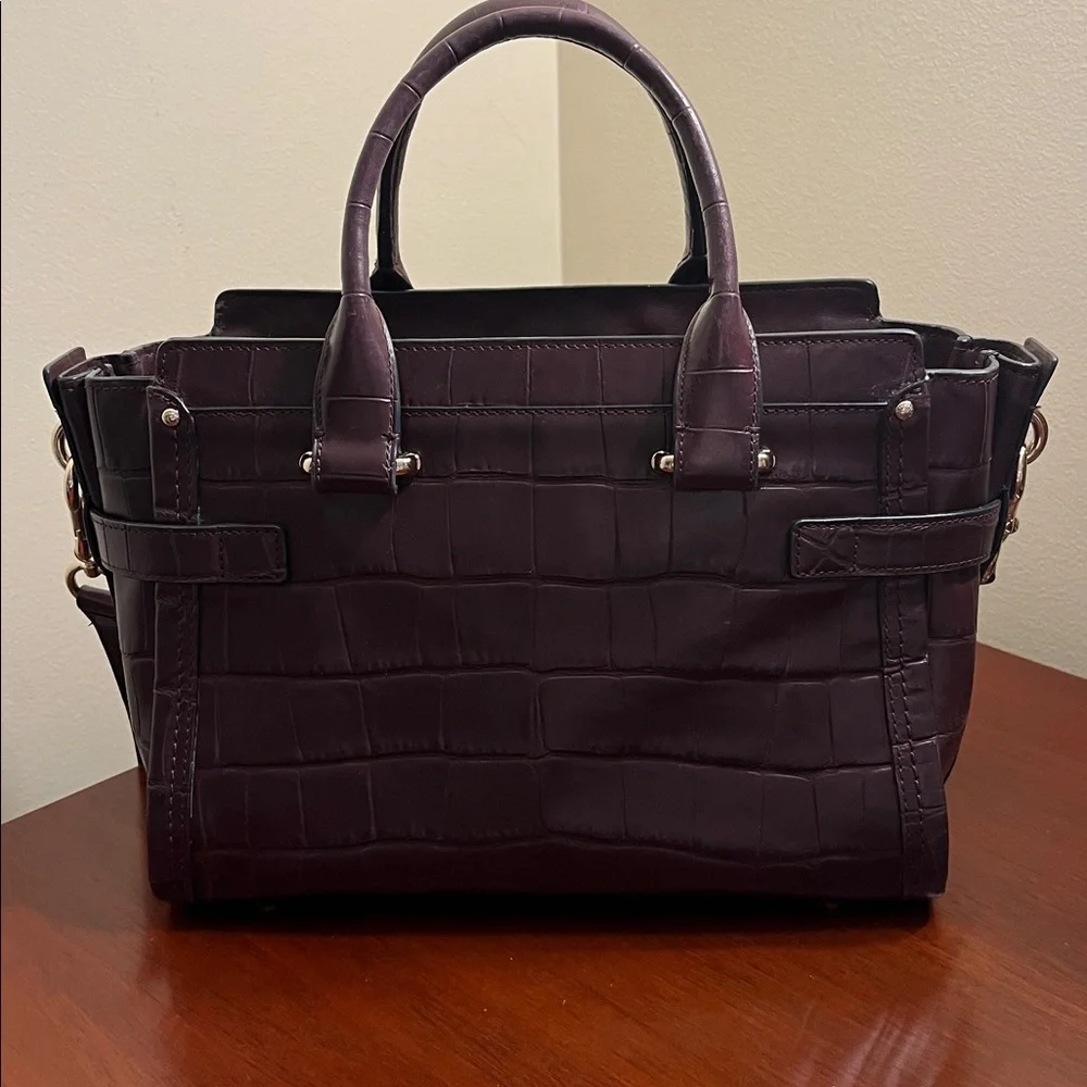 Coach Swagger 27 Croc embossed leather crossbody satchel #E1677 37493 - Picture 2 of 14